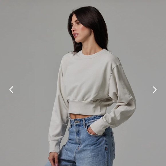 TALENTLESS - DOLMAN CROP CREWNECK - NWOT - CEMENT - XS - Picture 2 of 8